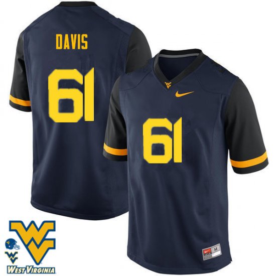 Men's West Virginia Mountaineers NCAA #61 Zach Davis Navy Authentic Nike Stitched College Football Jersey SD15C35TR